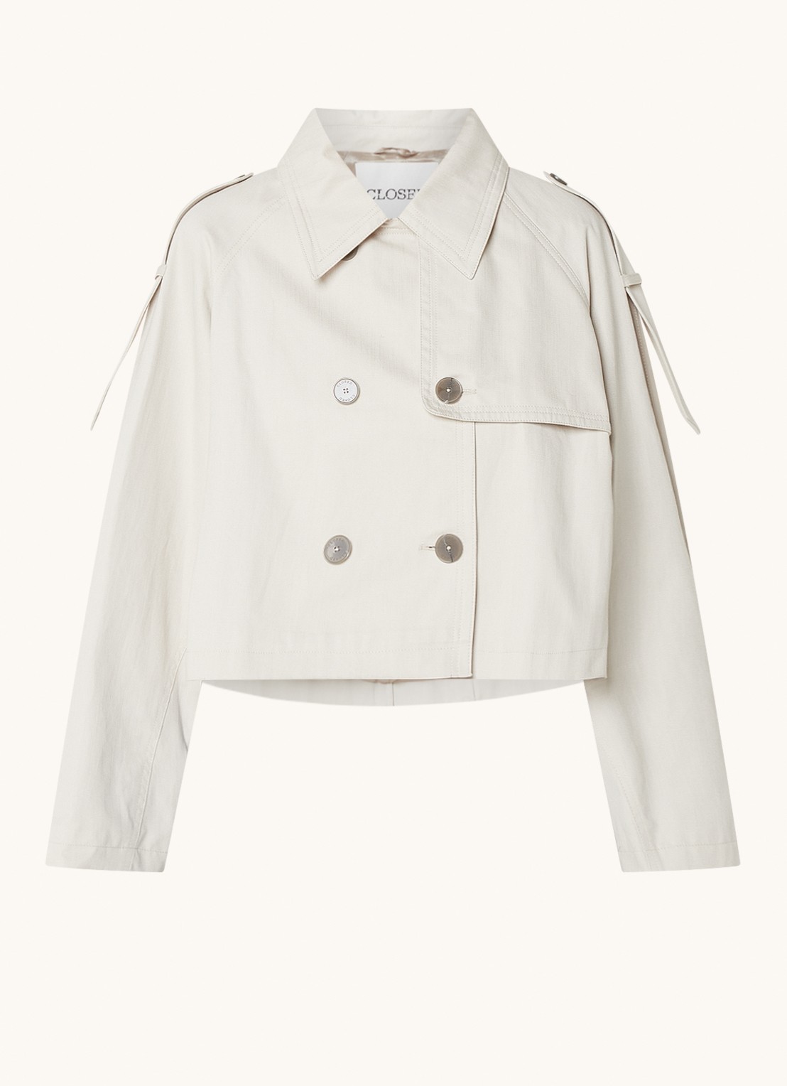 CLOSED Cropped double-breasted  trenchcoat met plooidetail - voorkant 2 gebroken wit