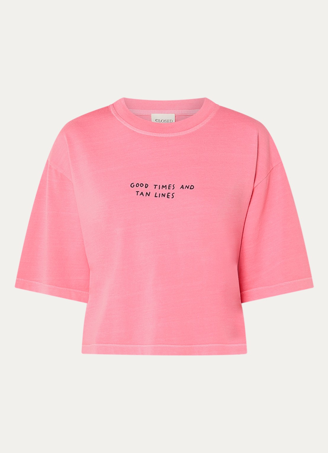 CLOSED Cropped T-shirt met print - voorkant 2 roze