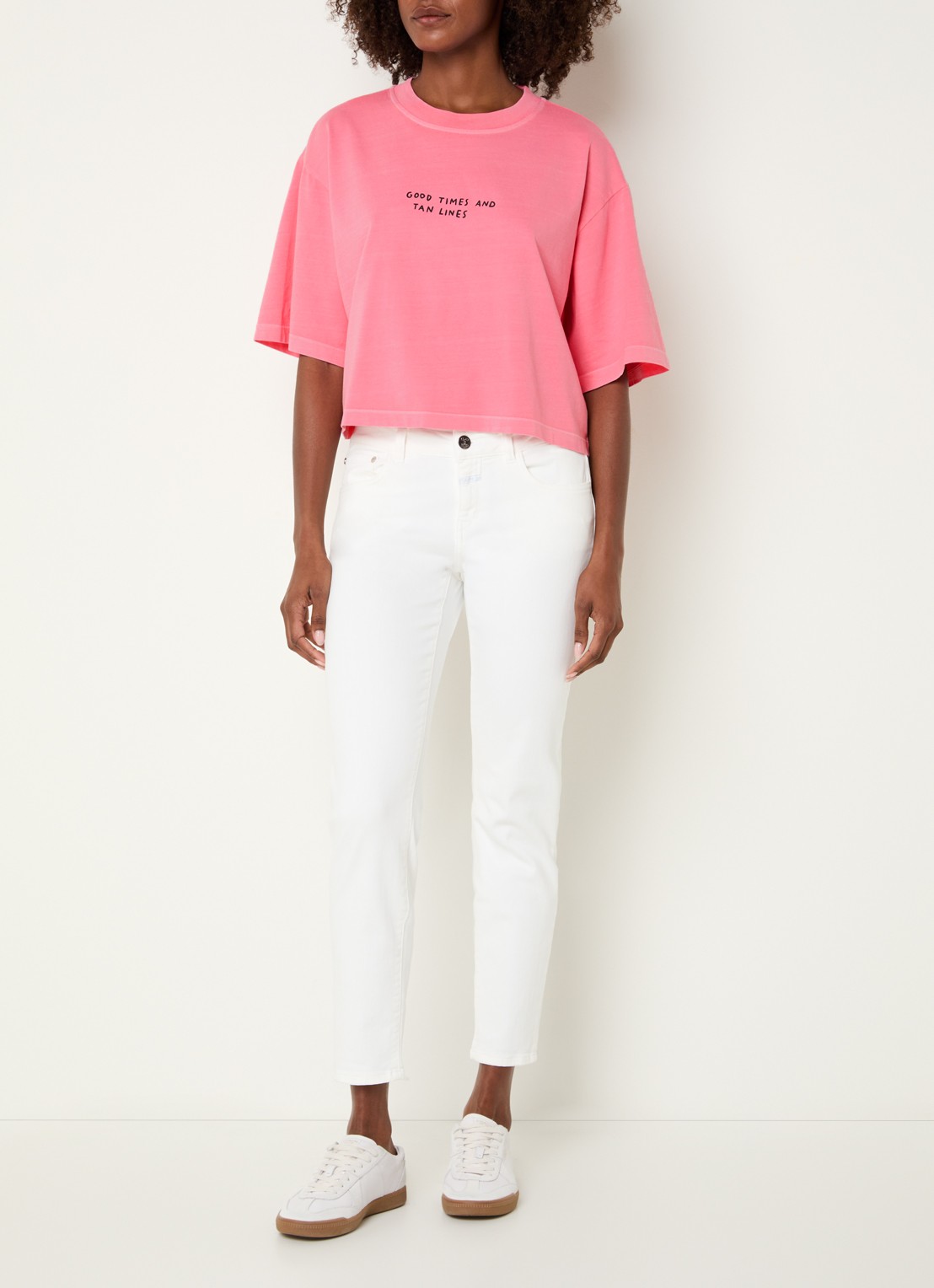 CLOSED Cropped T-shirt met print - voorkant 3 roze