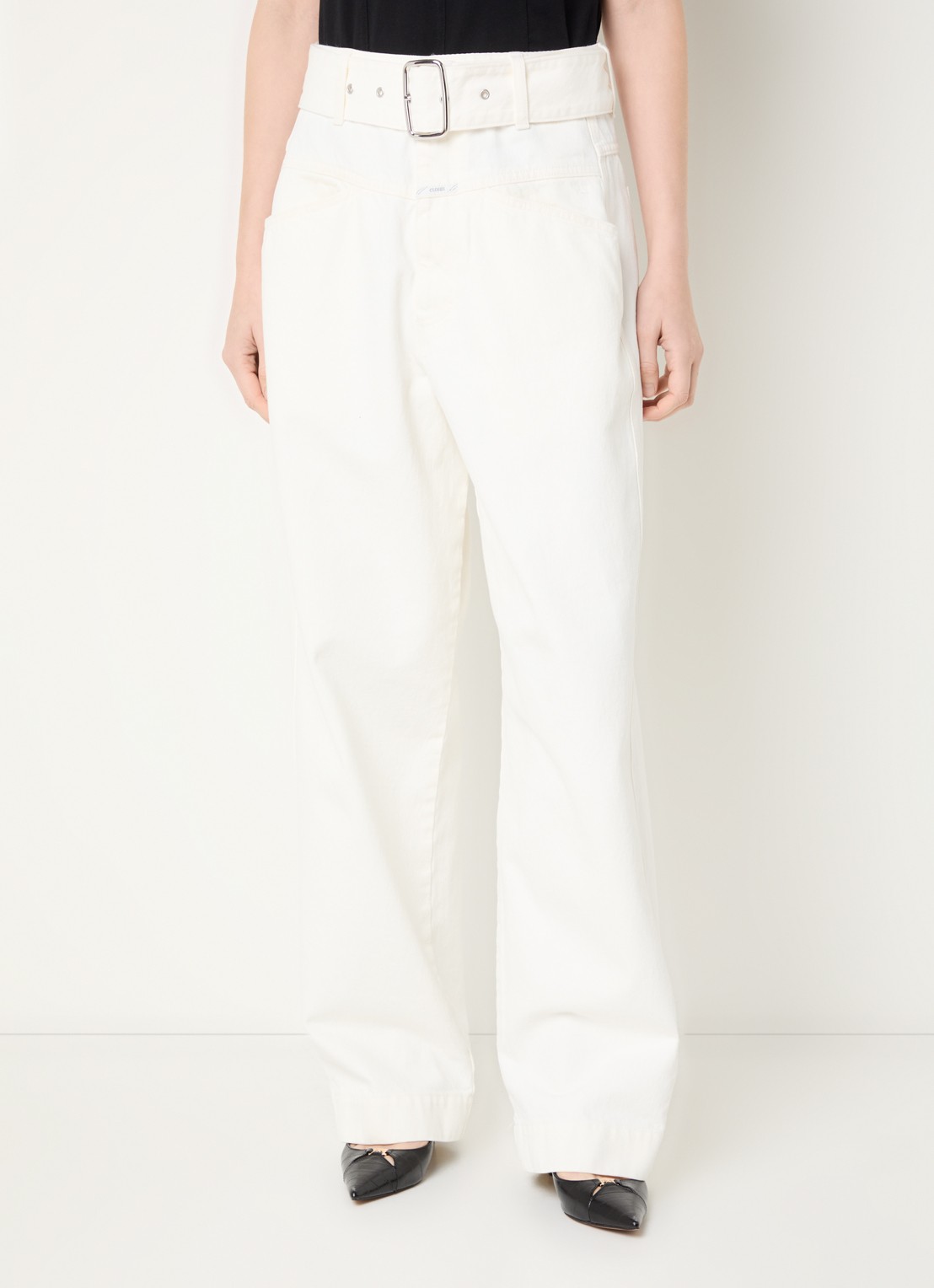 CLOSED Deni-X high waist loose fit jeans met ceintuur - detail 4 ivoor
