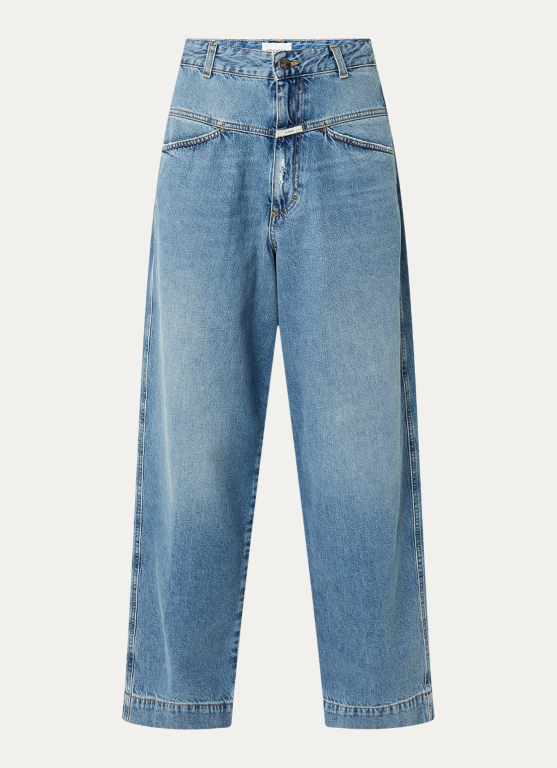 CLOSED Deni-X high waist wide leg jeans met lichte wassing - voorkant 3 indigo