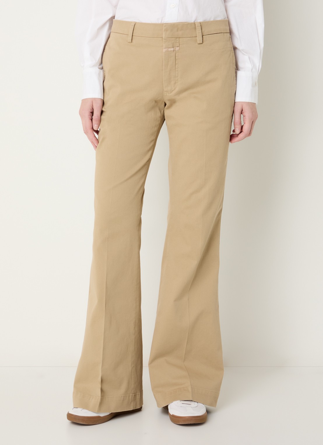CLOSED Felise mid waist flared fit broek met persplooi - detail 4 khaki
