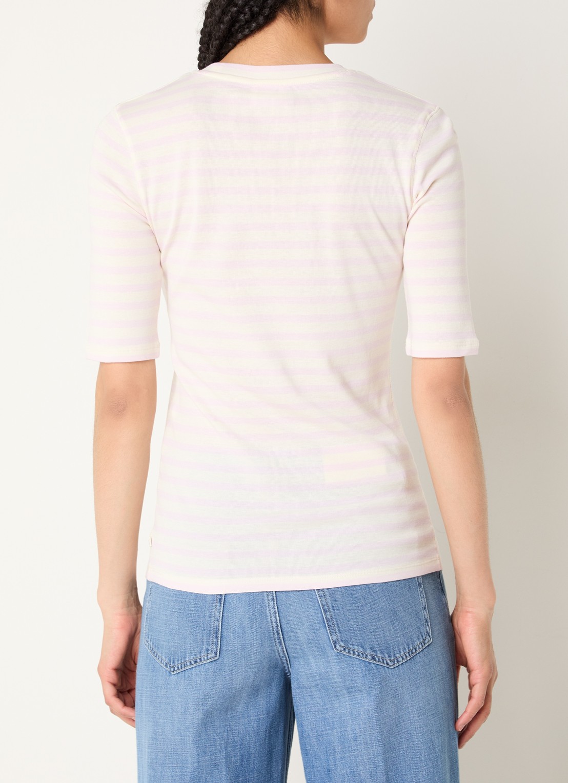 CLOSED Fijngebreid T-shirt met streepprint - achterkant lichtroze