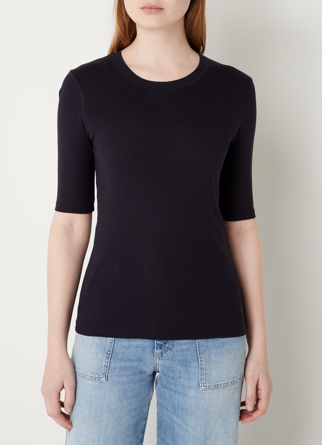 CLOSED Fijngebreid T-shirt van jersey - detail 4 donkerblauw
