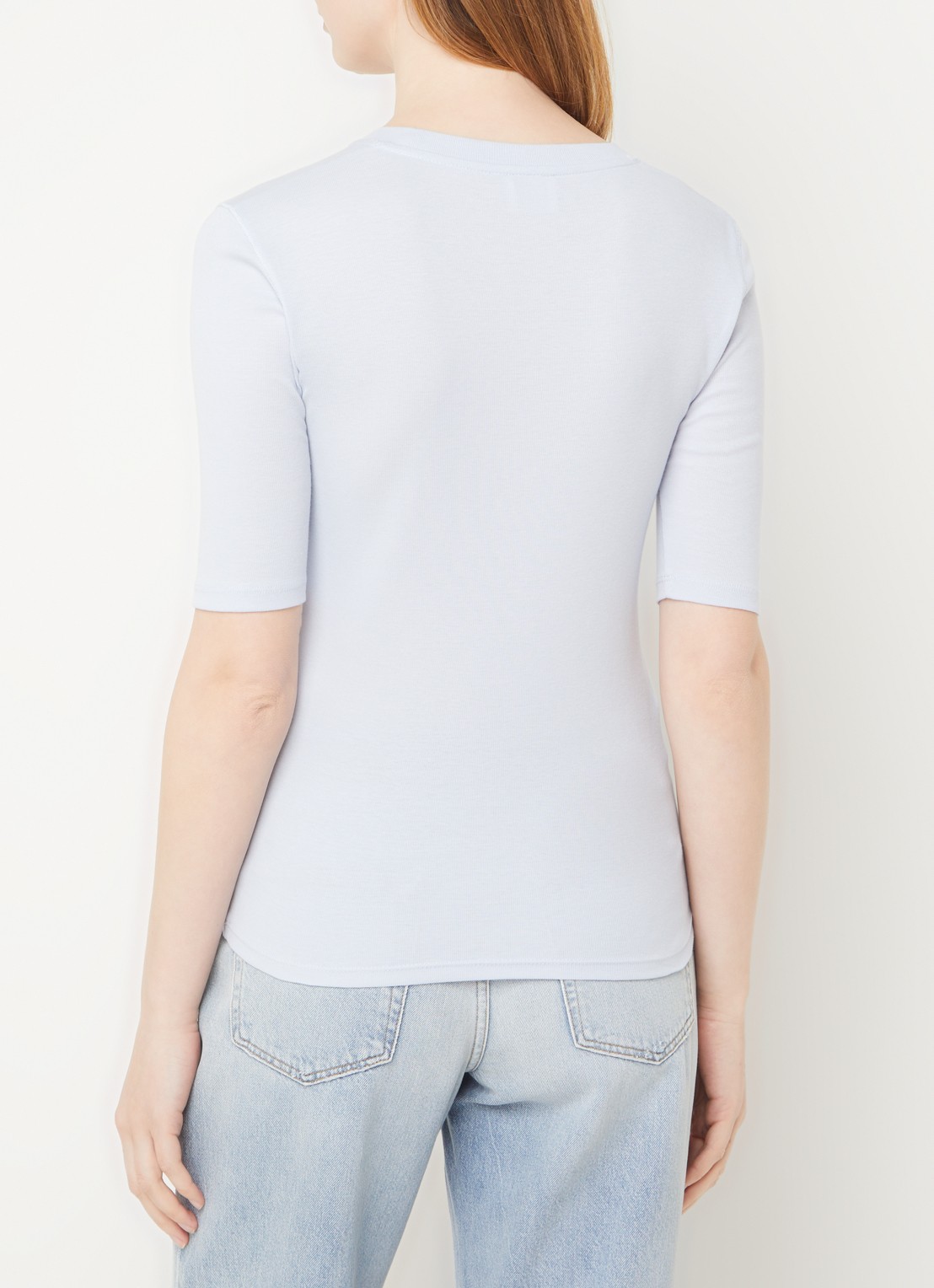 CLOSED Fijngebreid T-shirt van jersey - achterkant lichtblauw