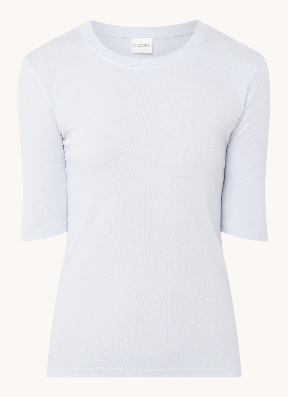 CLOSED Fijngebreid T-shirt van jersey - voorkant 3 lichtblauw