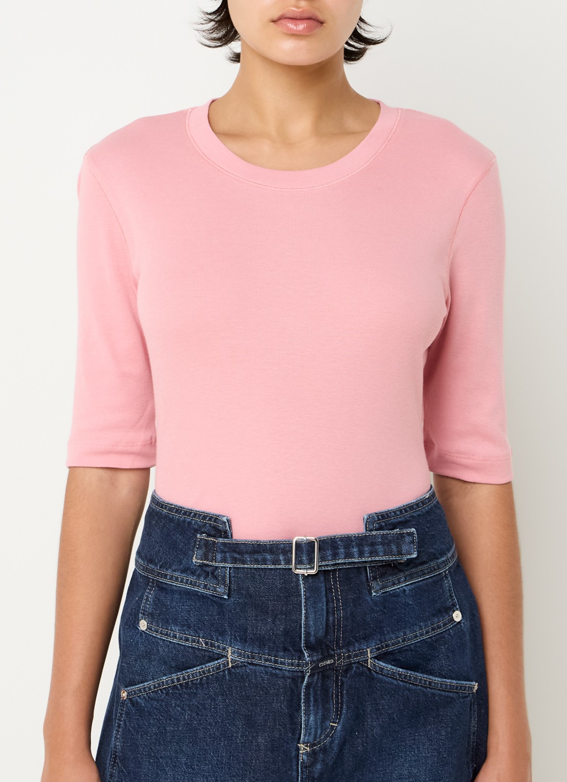 CLOSED Fijngebreid T-shirt van jersey - detail 4 roze