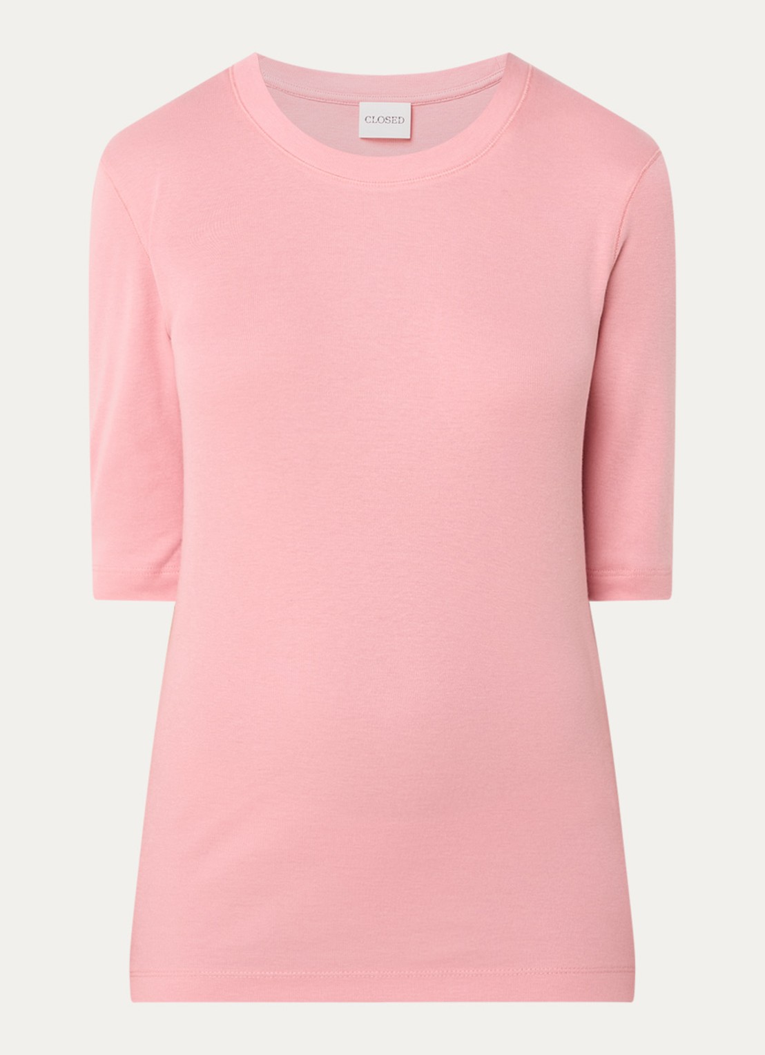 CLOSED Fijngebreid T-shirt van jersey - voorkant roze