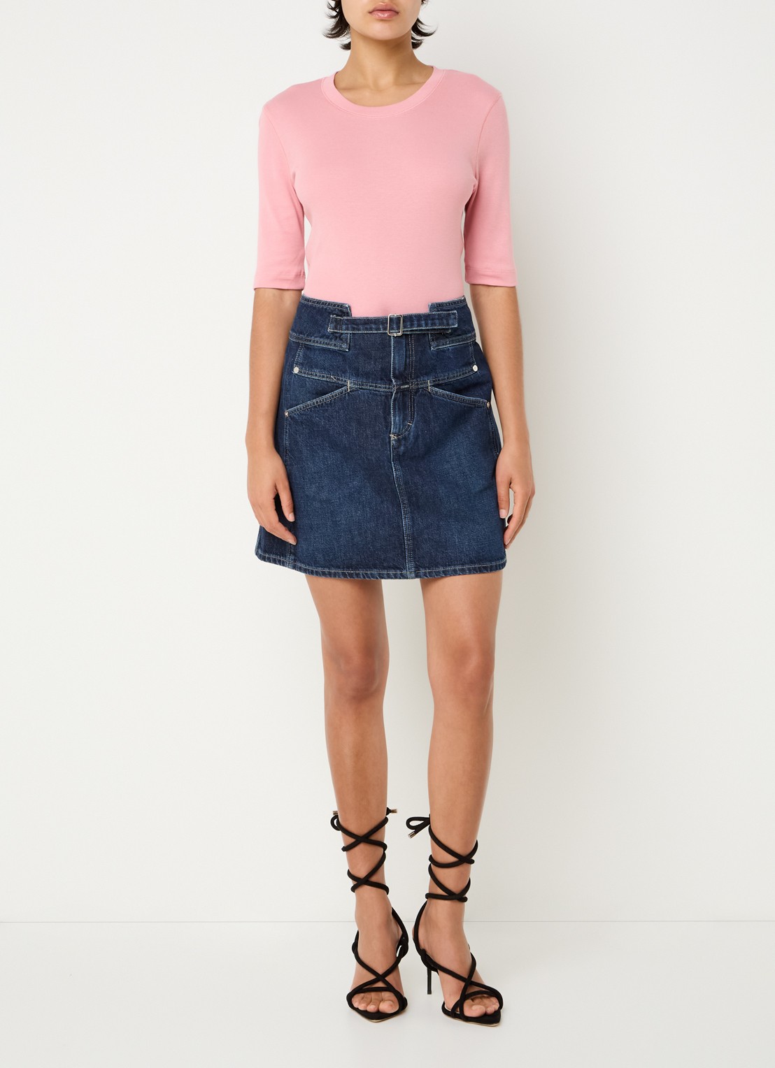 CLOSED Fijngebreid T-shirt van jersey - voorkant 2 roze