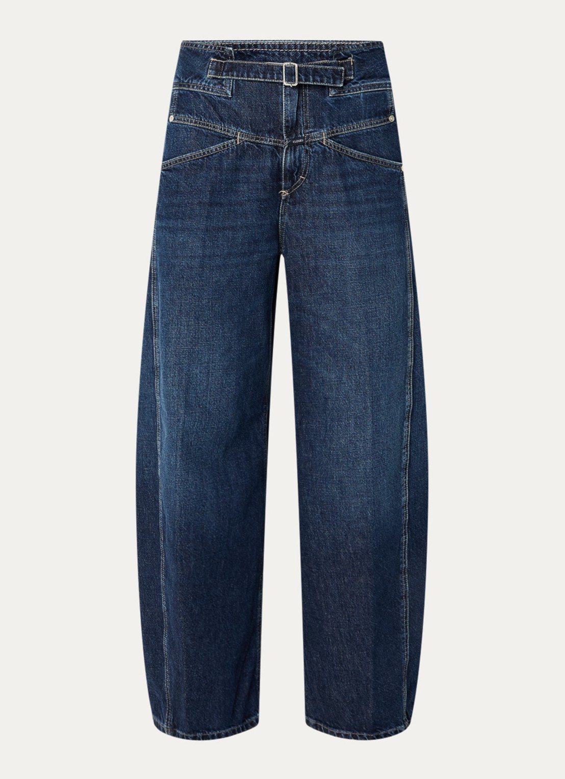 CLOSED Floui-X high waist wide leg jeans met donkere wassing en ceintuur - voorkant 2 indigo