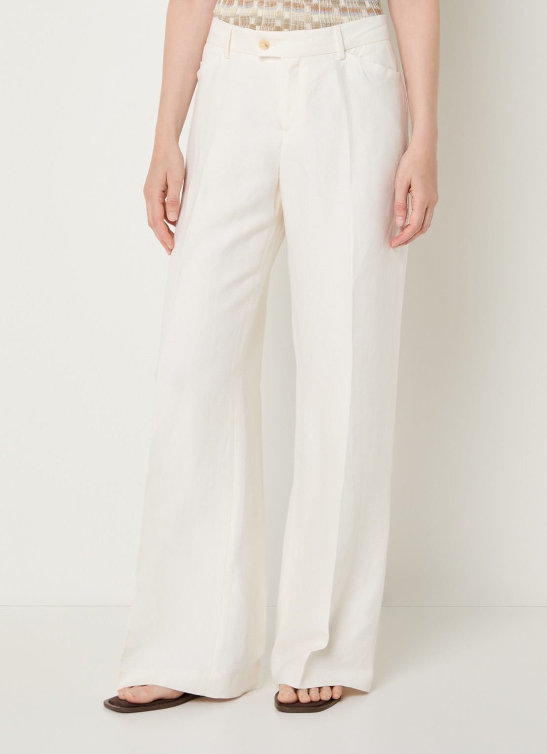 CLOSED Flye high waist straight fit broek met steekzakken - detail 2 gebroken wit