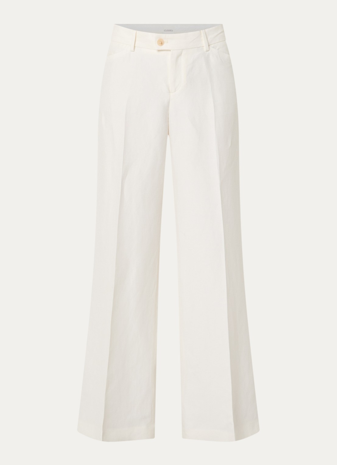 CLOSED Flye high waist straight fit broek met steekzakken - voorkant 4 gebroken wit