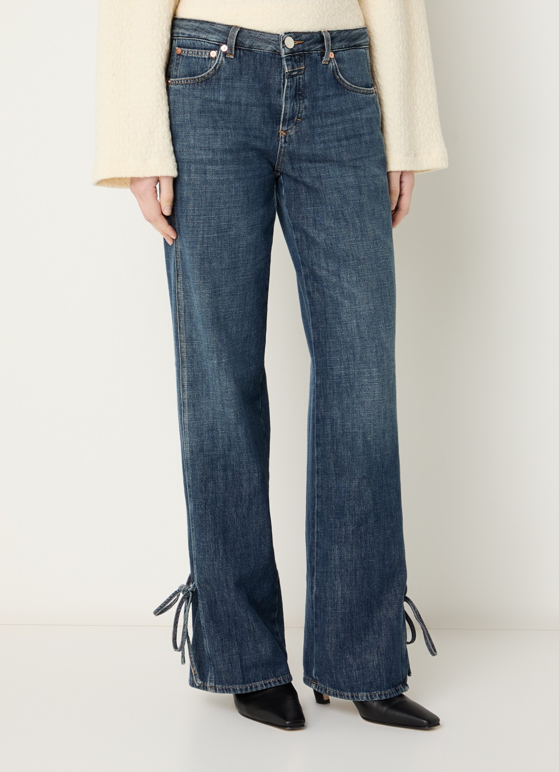 CLOSED Gillan mid waist straight leg jeans met donkere wassing - detail 3 indigo