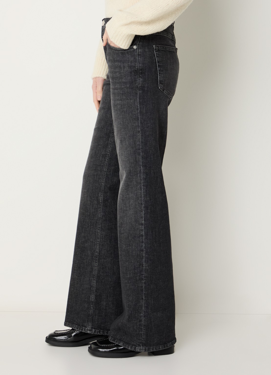 CLOSED Gillan mid waist straight leg jeans met gekleurde wassing - detail 5 donkergrijs