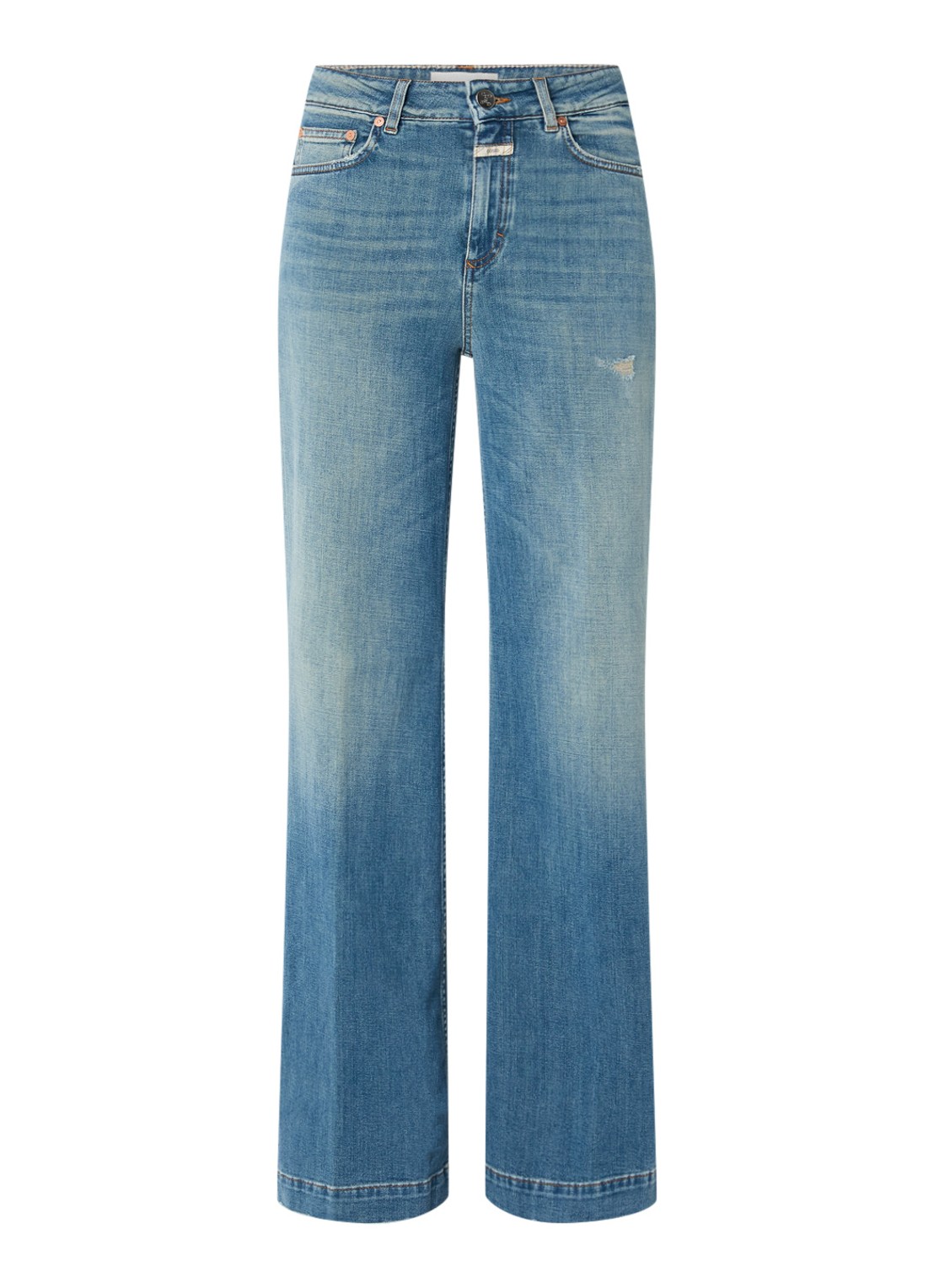 CLOSED Glow Up high waist flared jeans met lichte wassing - voorkant 3 indigo