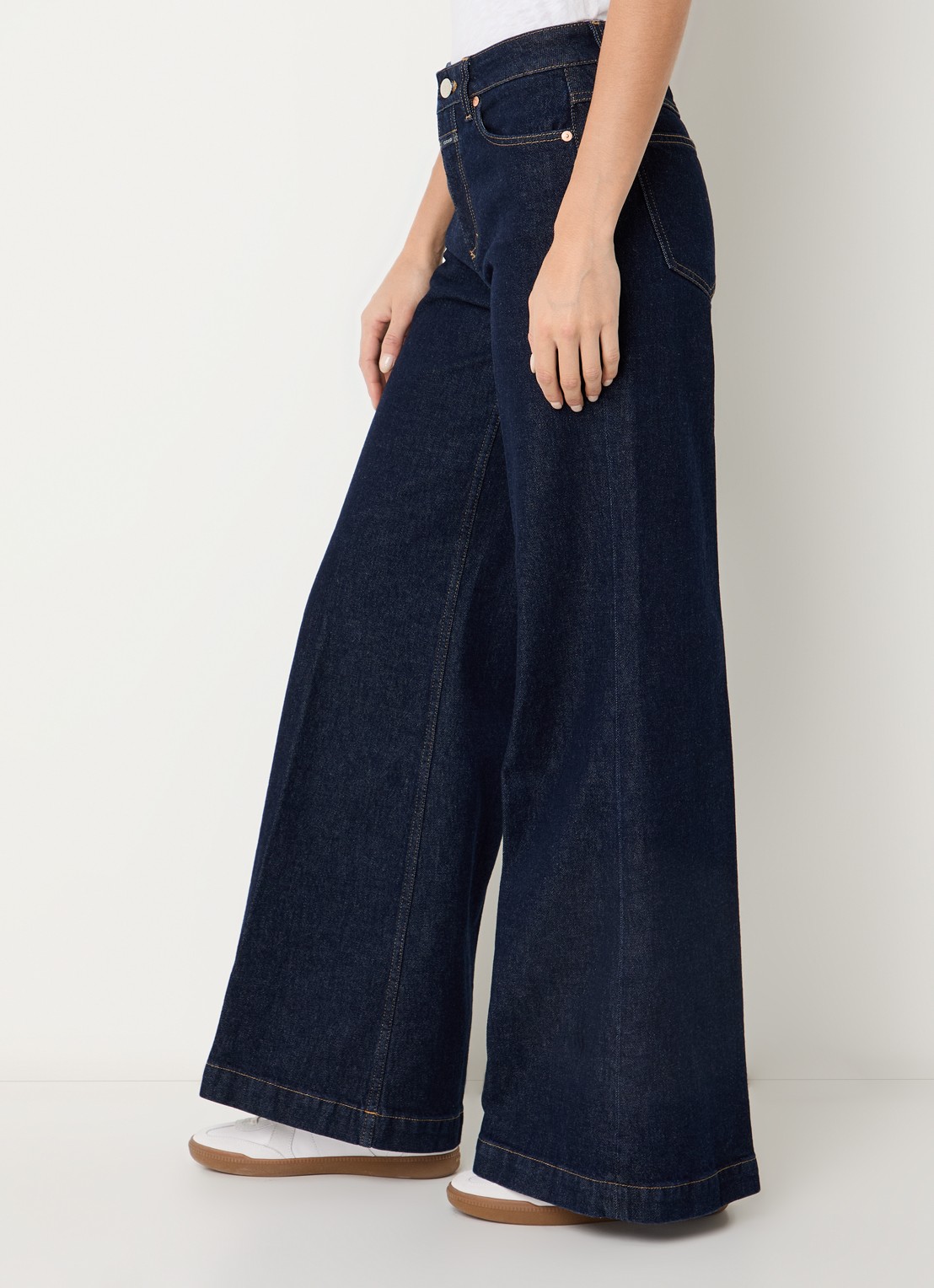 CLOSED Glow Up high waist wide leg jeans met donkere wassing - detail 2 indigo