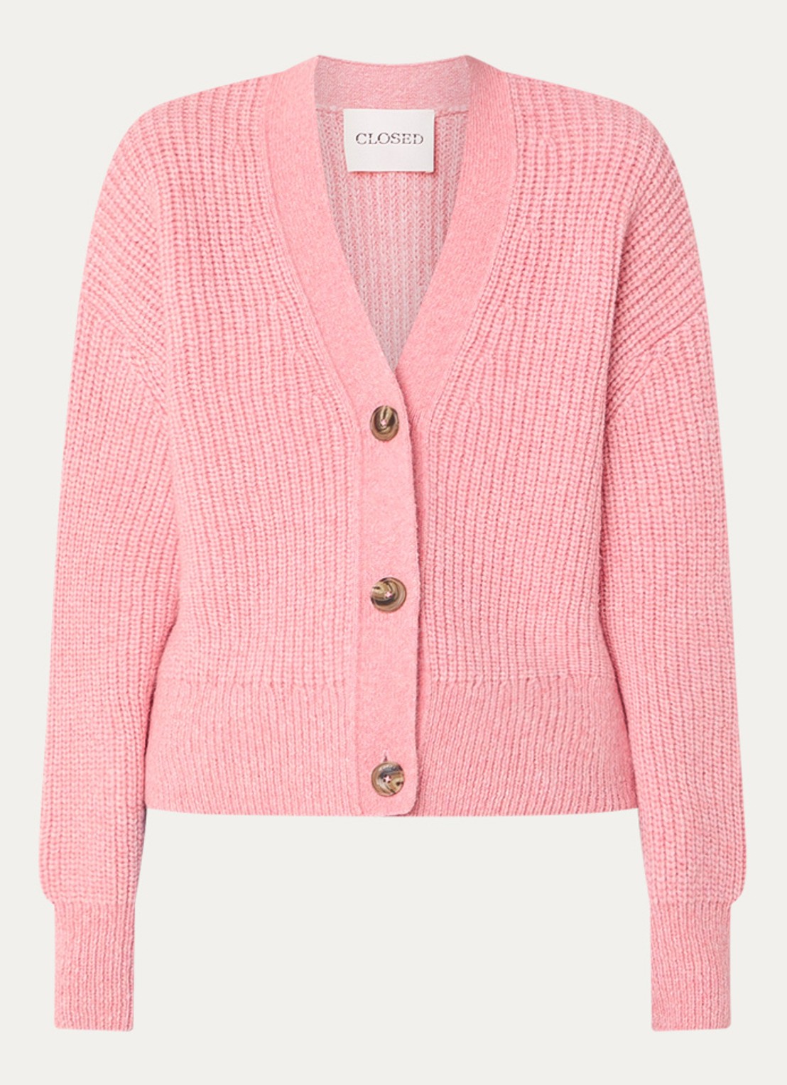 CLOSED Grofgebreid vest in alpaca wolblend - voorkant 2 roze