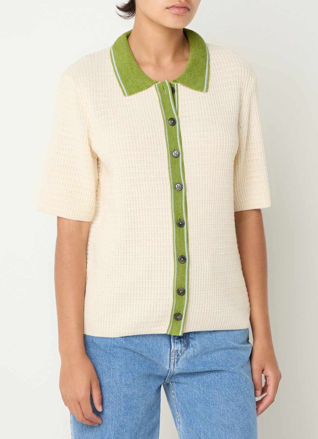 CLOSED Grofgebreid vest in wolblend met kraag  - detail 3 creme