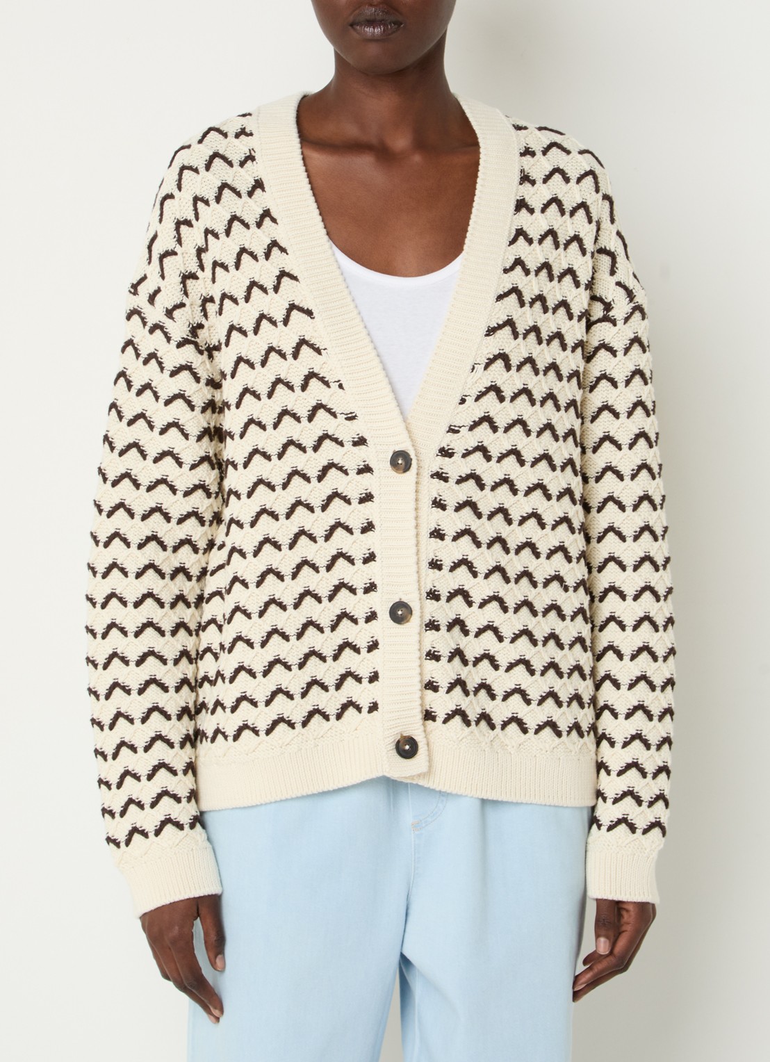 CLOSED Grofgebreid vest met ingebreid patroon                                                                                                                                                                                                                           - detail 2 creme