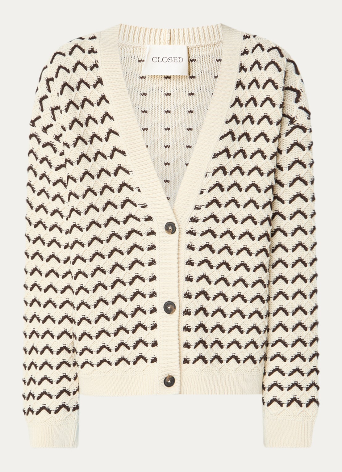 CLOSED Grofgebreid vest met ingebreid patroon                                                                                                                                                                                                                           - voorkant 3 creme