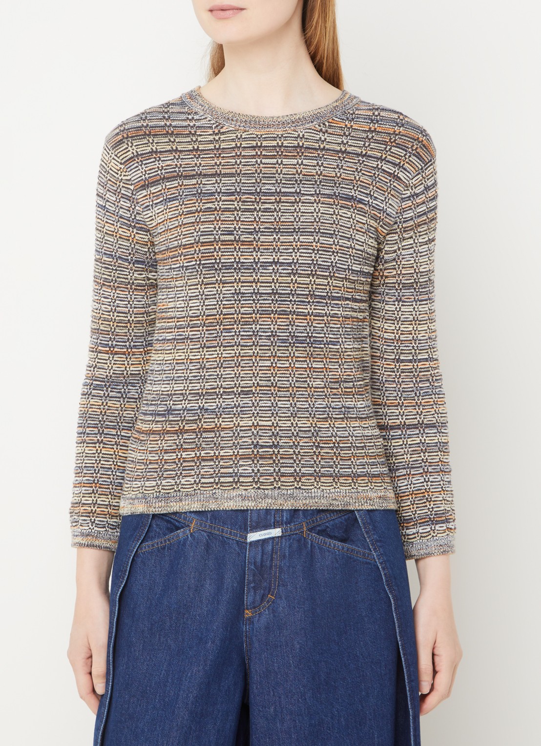 CLOSED Grofgebreide pullover met structuur - detail donkergrijs