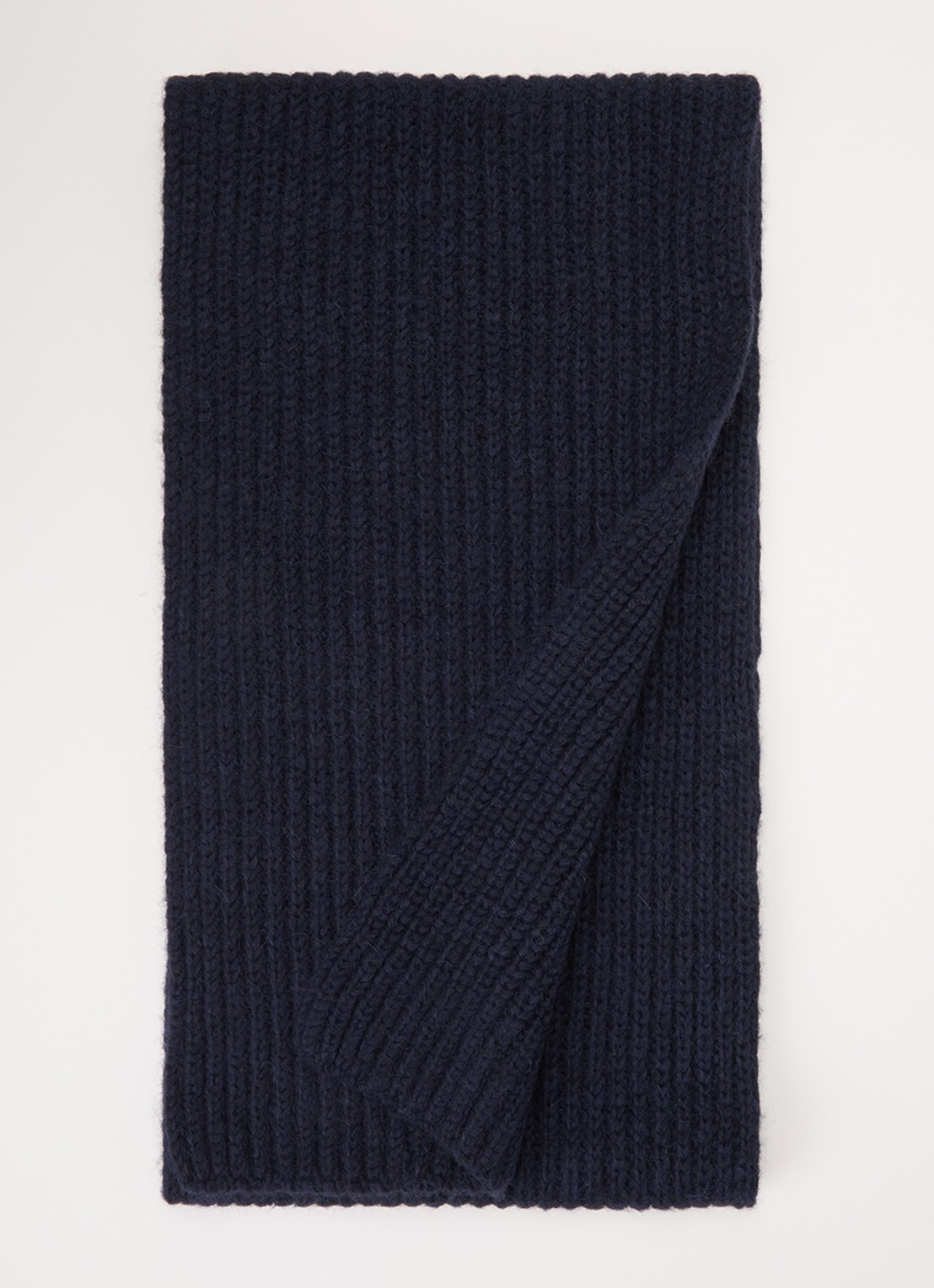 CLOSED Grofgebreide sjaal in alpaca wolblend 190 x 30 cm  - voorkant donkerblauw