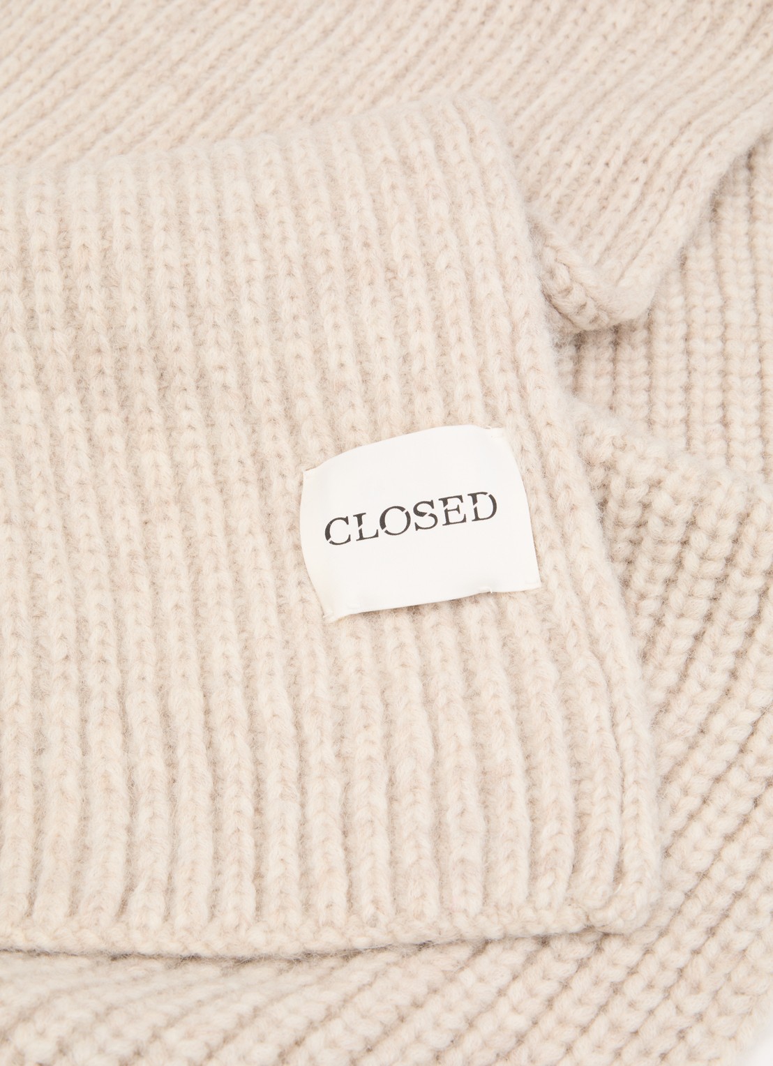 CLOSED Grofgebreide sjaal in alpaca wolblend 190 x 30 cm  - detail 2 beige