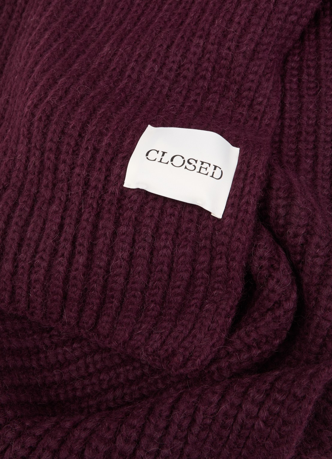 CLOSED Grofgebreide sjaal in alpaca wolblend 190 x 30 cm  - detail 3 aubergine