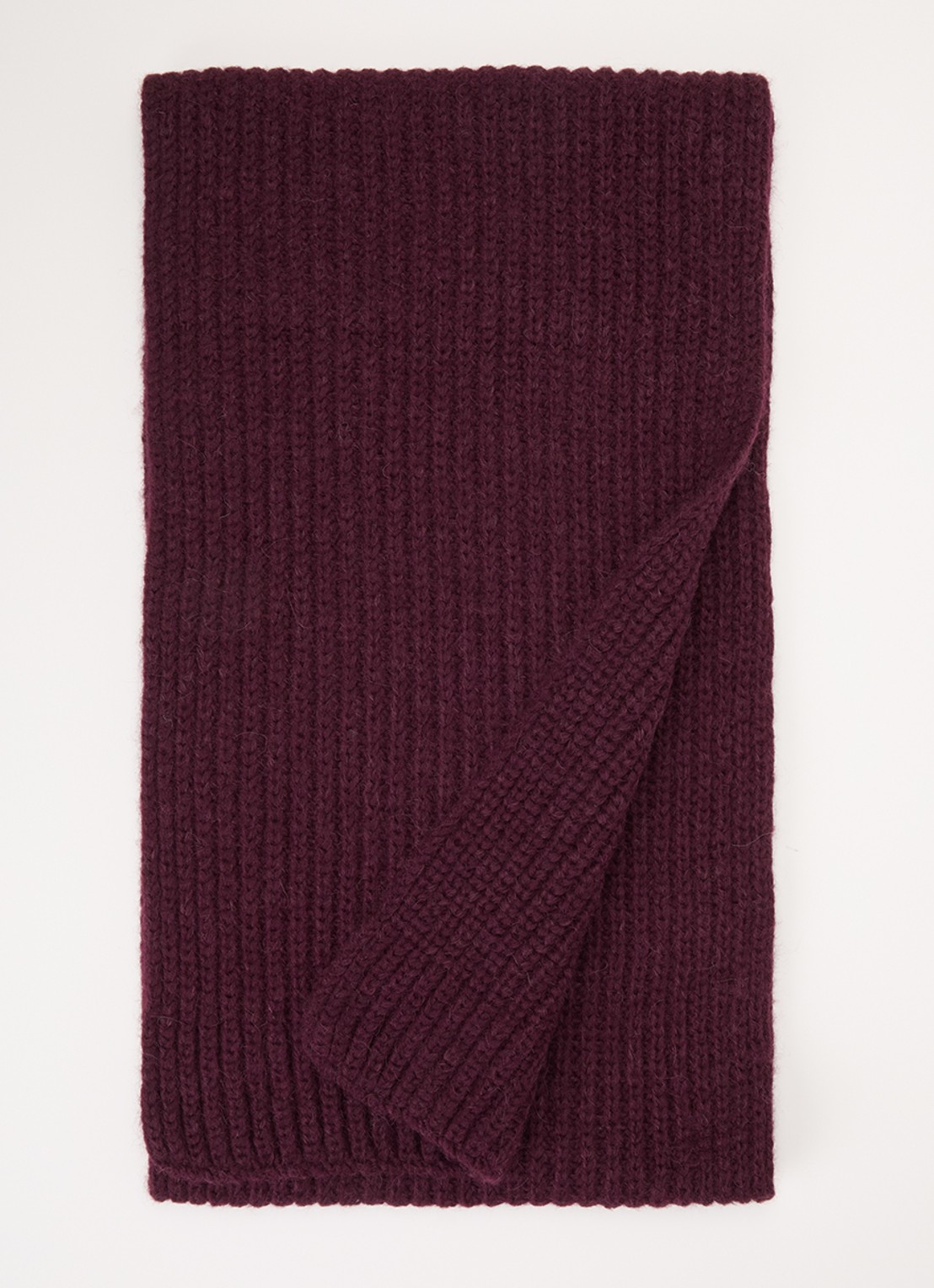 CLOSED Grofgebreide sjaal in alpaca wolblend 190 x 30 cm  - voorkant aubergine