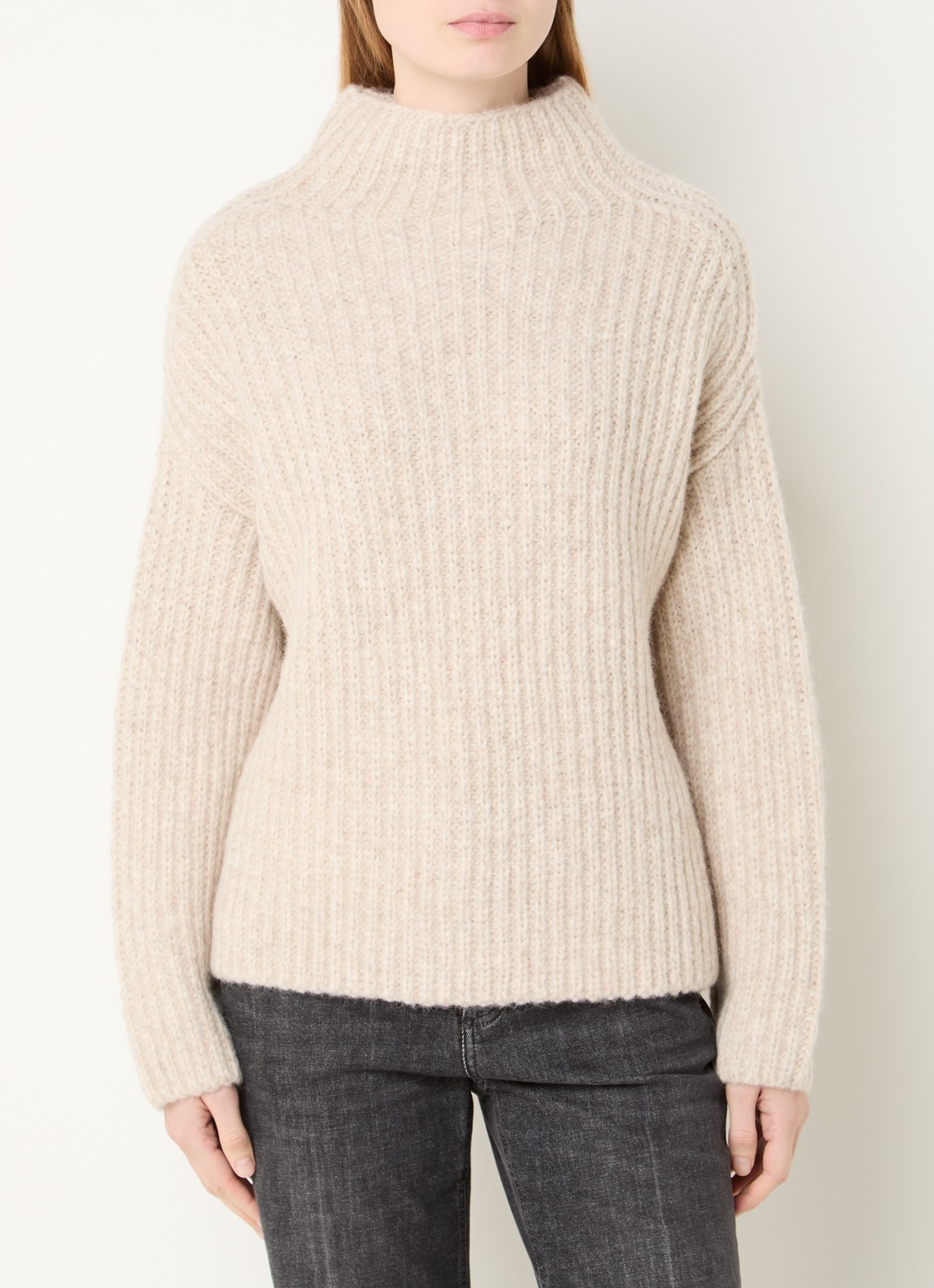 CLOSED Grofgebreide trui in alpaca wolblend met col - detail 4 beige