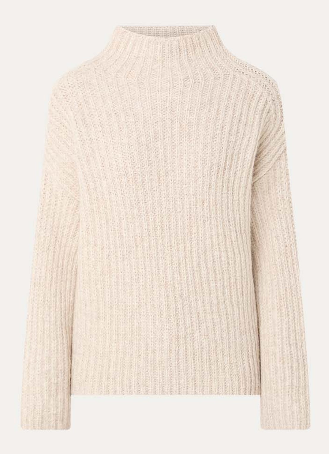 CLOSED Grofgebreide trui in alpaca wolblend met col - voorkant 2 beige