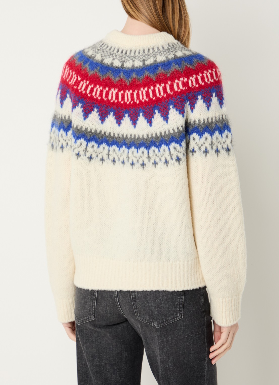 CLOSED Grofgebreide trui in alpaca wolblend met print - achterkant 4 creme
