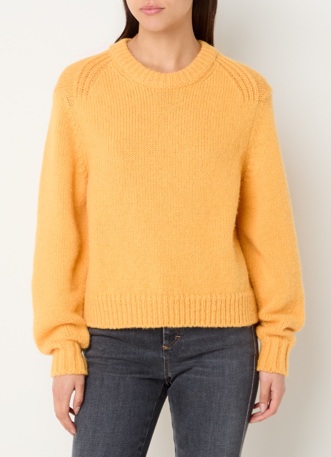 CLOSED Grofgebreide trui in alpaca wolblend  - detail orange