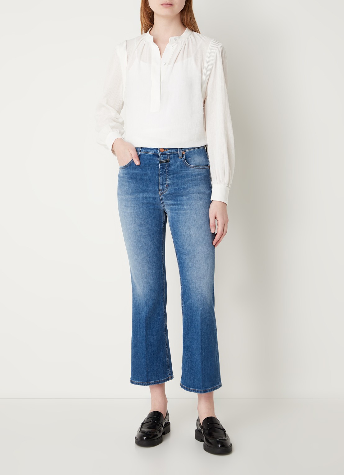 CLOSED Hi-Sun high waist flared cropped jeans met stretch  - voorkant 3 indigo