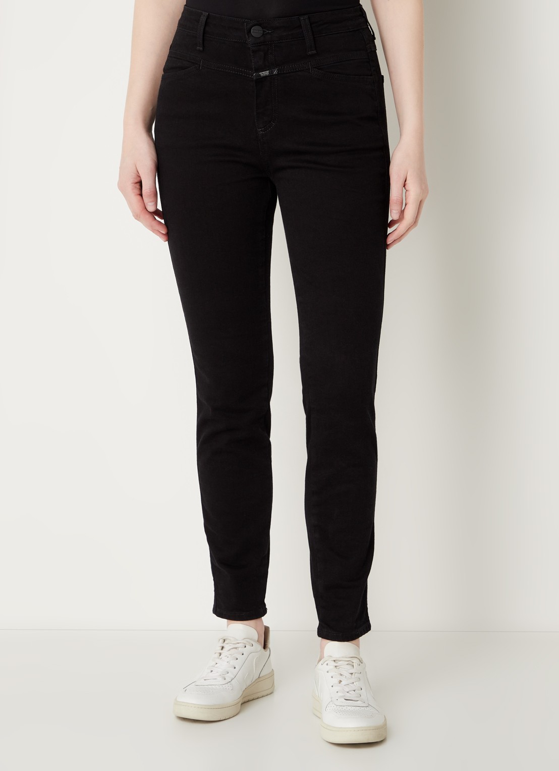 CLOSED High waist skinny jeans van  katoen - detail 3 zwart