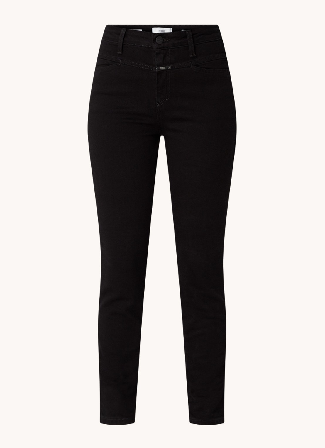 CLOSED High waist skinny jeans van  katoen - voorkant zwart