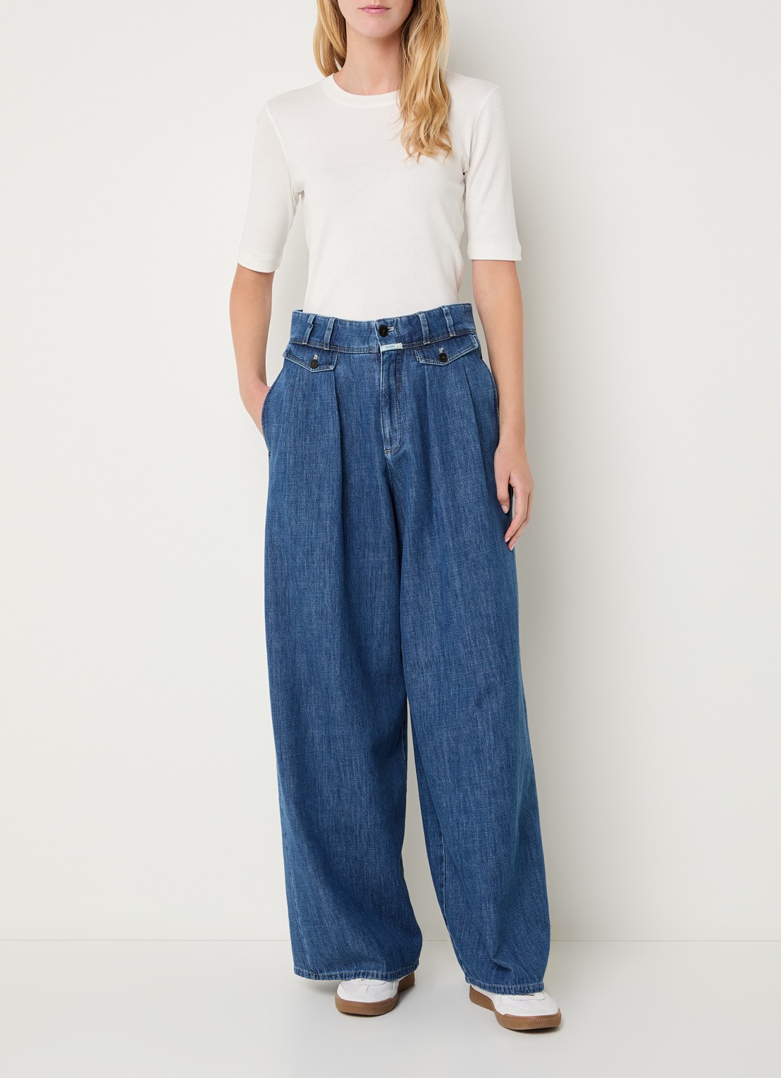 CLOSED High waist wide fit palazzobroek met medium wassing - voorkant 4 indigo