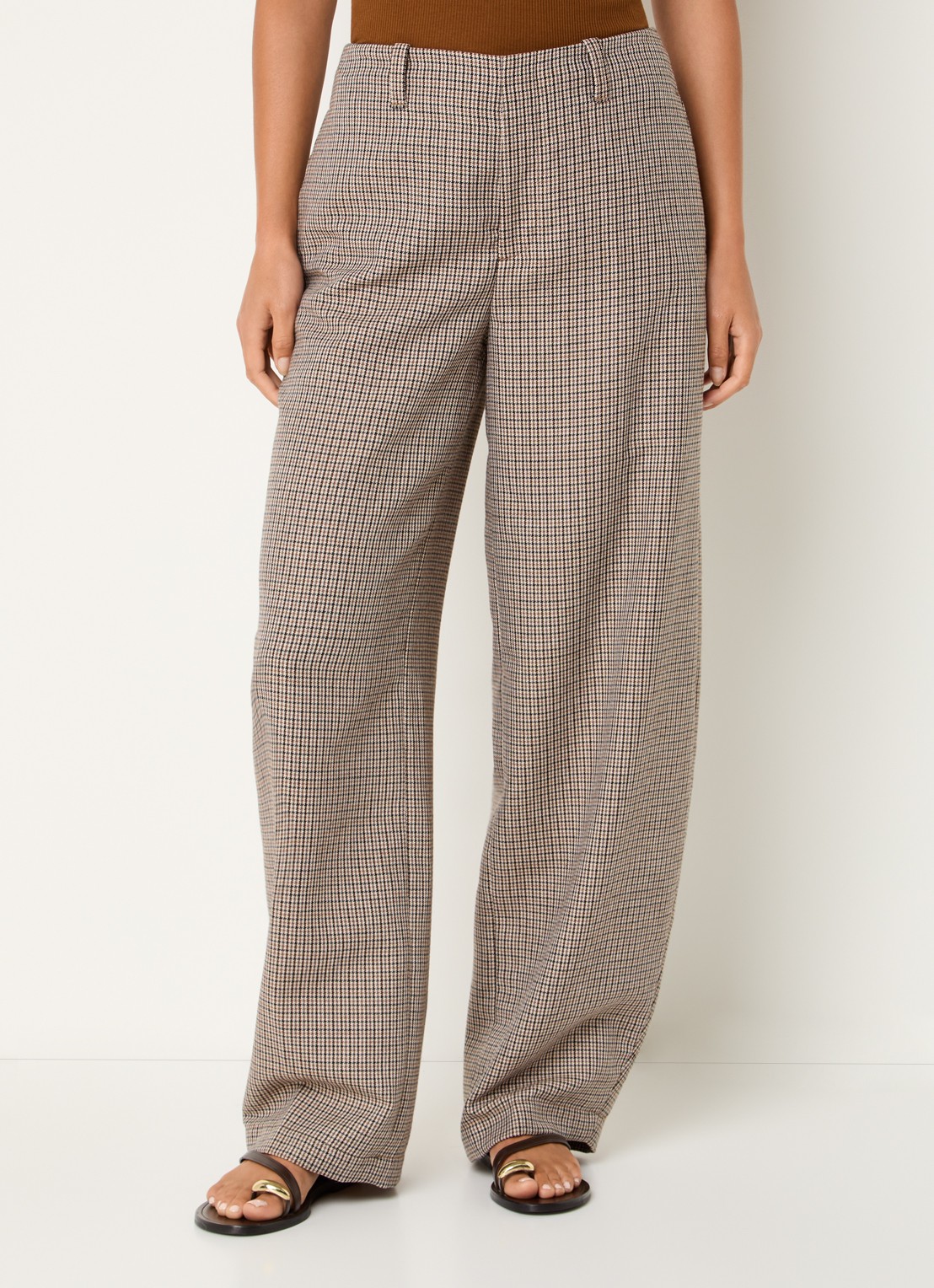 CLOSED High waist wide fit pantalon met pied-de-poule dessin - detail 2 lichtbruin