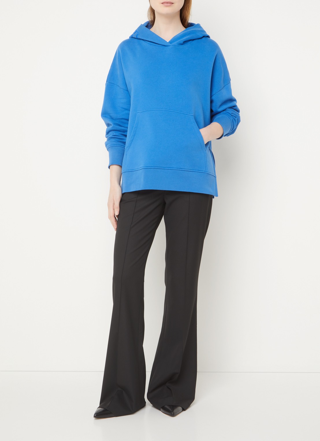 CLOSED Hoodie van  katoen met logoborduring - voorkant 4 blauw