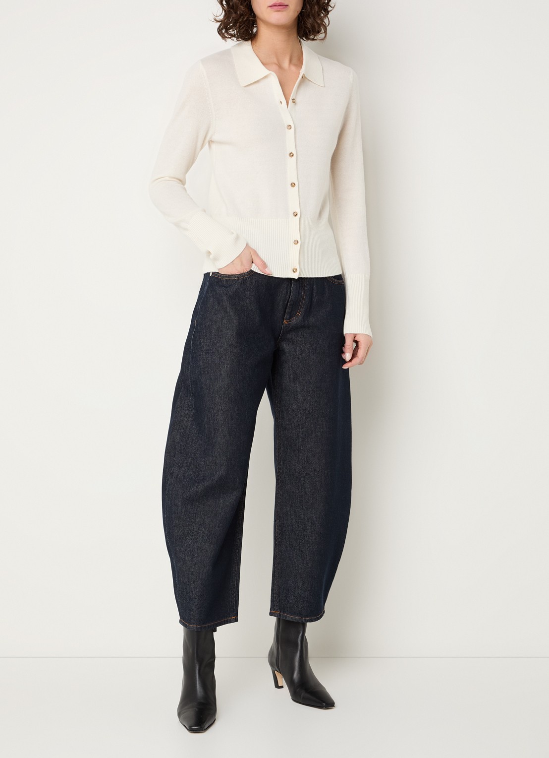 CLOSED Jazzie high waist balloon fit jeans met donkere wassing - voorkant 5 indigo