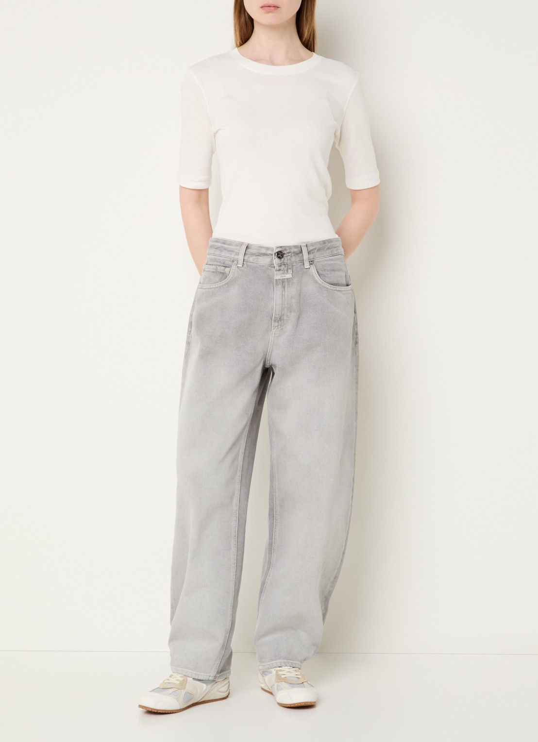 CLOSED Jazzie high waist balloon fit jeans met gekleurde wassing - voorkant 5 grijsmele