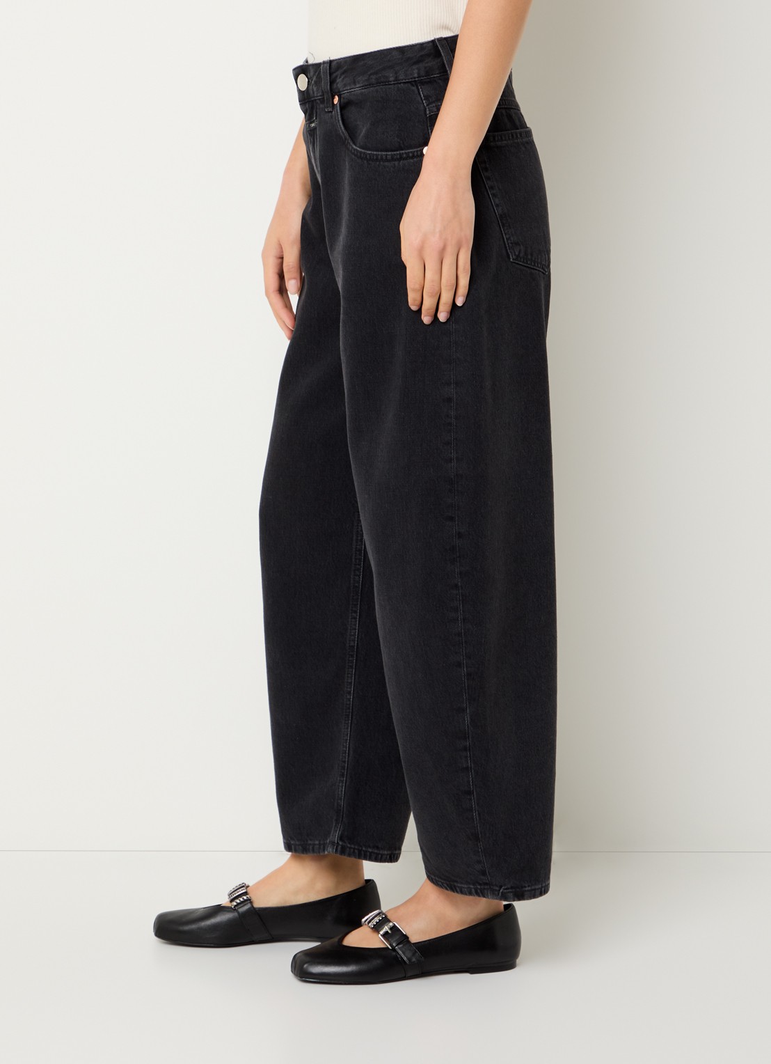 CLOSED Jazzie high waist wide leg jeans van  katoen - detail 4 donkergrijs