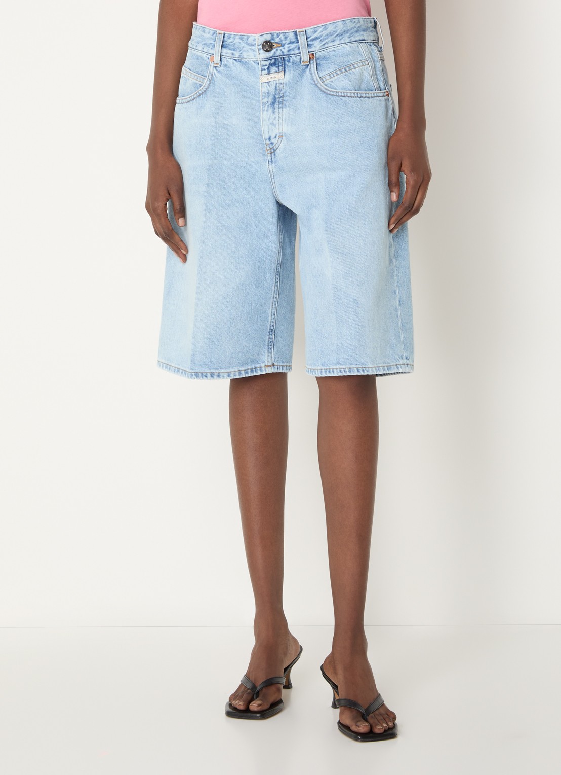 CLOSED Jenica high waist wide leg korte broek van denim - detail 4 indigo