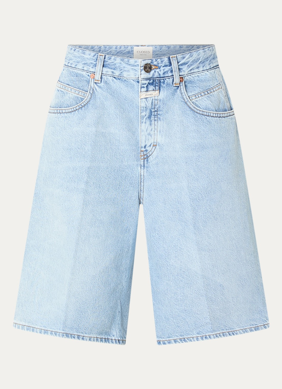 CLOSED Jenica high waist wide leg korte broek van denim - voorkant indigo