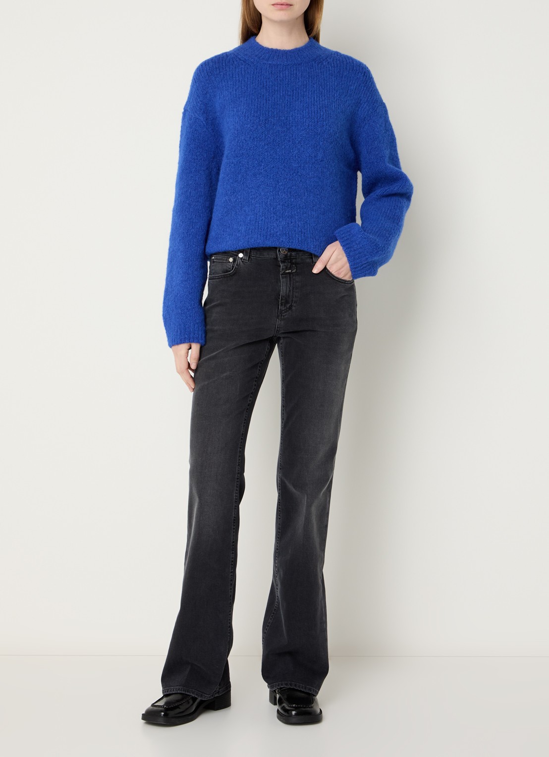 CLOSED Jovanna high waist flared jeans met gekleurde wassing - voorkant 5 antraciet