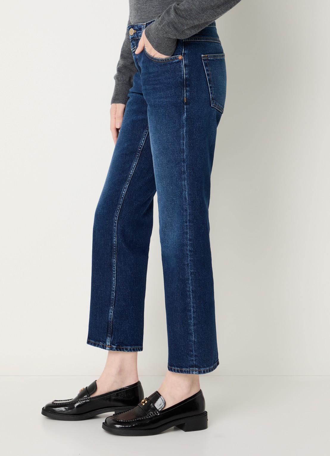 CLOSED Junna high waist straight leg jeans met donkere wassing - detail 2 indigo