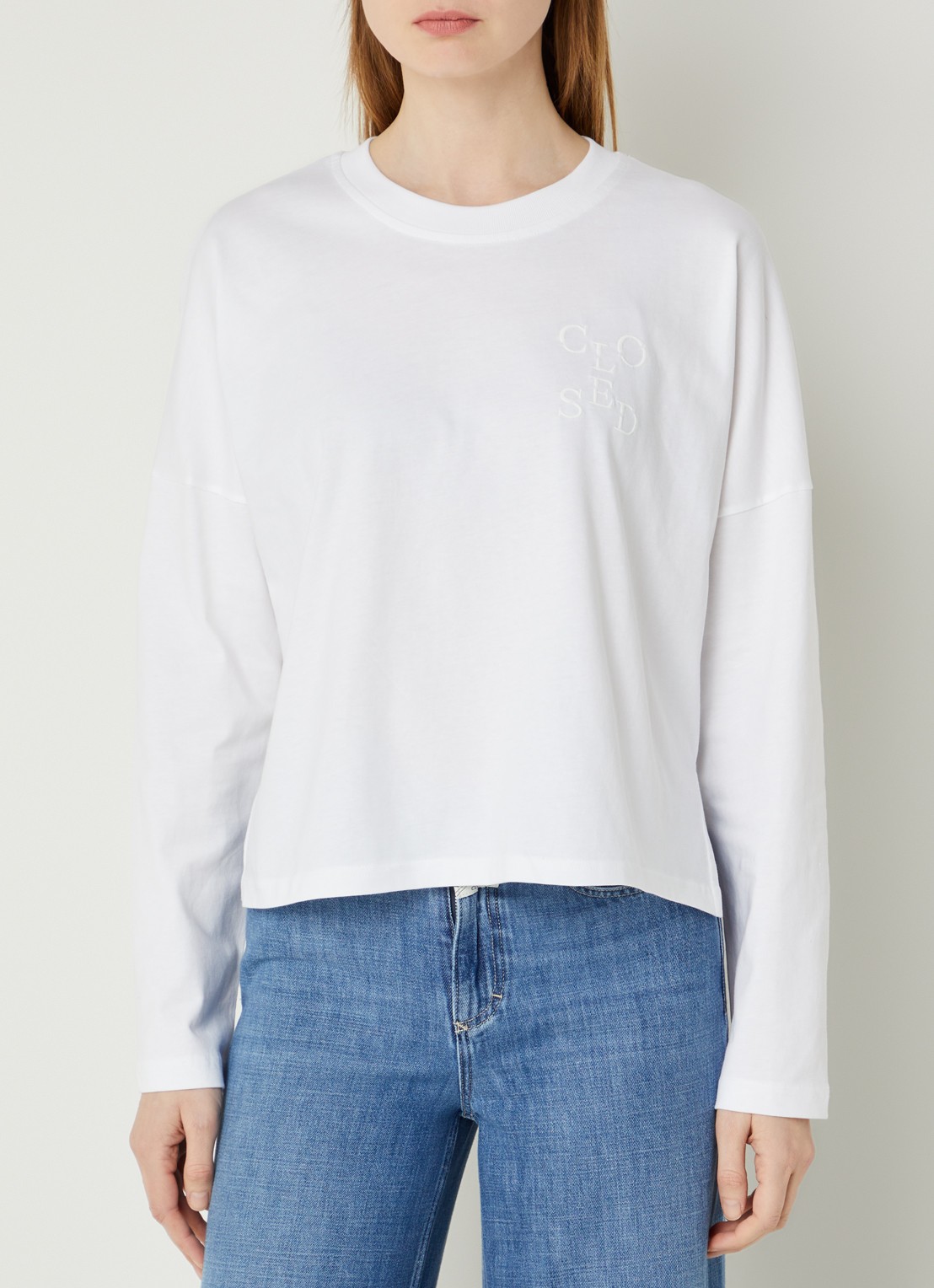 CLOSED Longsleeve met logo - detail wit