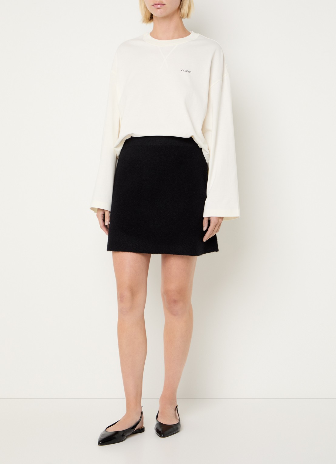 CLOSED Longsleeve met logo  - voorkant 4 creme