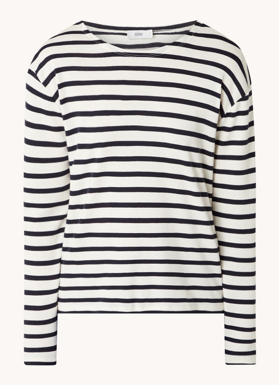 CLOSED Longsleeve met streepprint  - voorkant gebroken wit