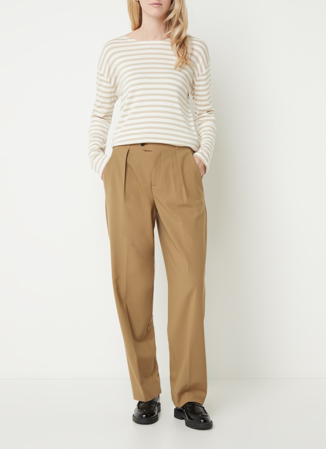 CLOSED Longsleeve met streepprint  - voorkant 2 beige